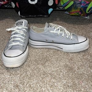 Converse - Platform Low Top Grey Converse Size 7